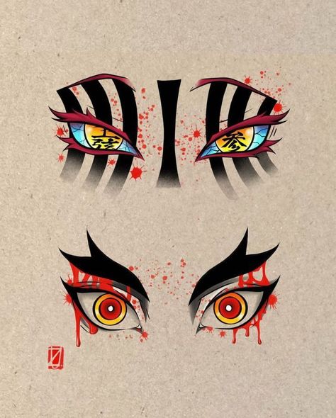 Akaza Eyes Tattoo, Akaza Tattoo Ideas, Demon Slayer Art Drawing, Demon Slayer Painting, Demon Slayer Tattoo Ideas, Demon Slayer Tattoo, Tato Flash, Minimal Tattoo Designs, All Seeing Eye Tattoo