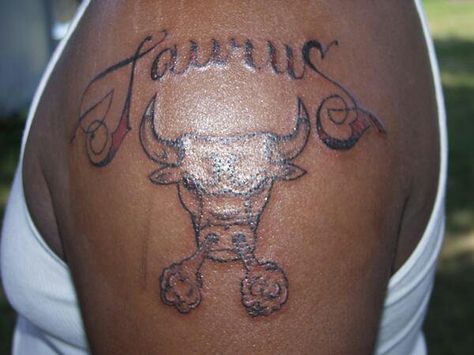 Taurus with Chicago Bulls bull slightly adapted, script is freehand, I love scripts! Traditional Bull Tattoo, Upper Arm Tattoo Men, Arm Tattoo Men, Taurus Bull Tattoos, Bull Taurus, Upper Arm Tattoo, Bull Tattoo, Taurus Tattoo, Favorite Tattoos