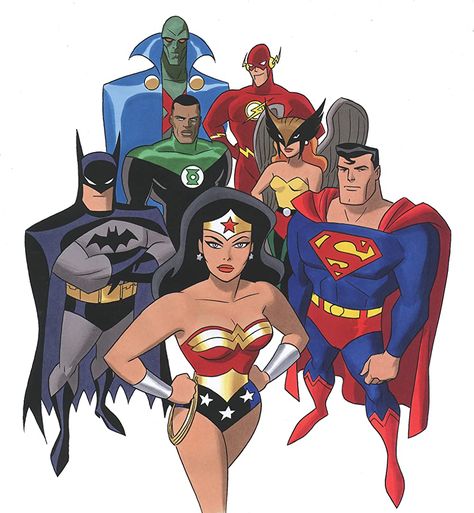 Justice League (2001) Wonder Woman Superman, Justice League Animated, Michael Rosenbaum, Kevin Conroy, Dc Trinity, Batman Arkham Origins, Justice League Unlimited, Justice League Of America, Lynda Carter