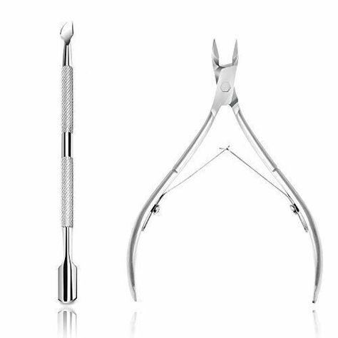 Cuticle Nippers & Cuticle Pusher Set Nail Clipper Cutter Stainless Steel UK Toenails Pedicure, Cuticle Trimmer, Steel Nail Art, How To Remove Glue, Cuticle Nipper, Pedicure Manicure, Cuticle Remover, Ingrown Toe Nail, Nail Cuticle