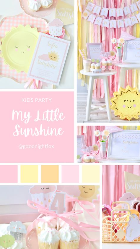 Brighten Up Your Celebration with a My Little Sunshine Birthday Party! — Goodnight Fox Sunshine First Birthday Party Girl, Sunshine 1st Birthday Party Girl, Sunshine Theme Birthday Party, Little Sunshine First Birthday, Sunshine Party Ideas, Food Table Signs, Spring Birthday Party Ideas, Sunshine Birthday Theme, Sunshine Birthday Party