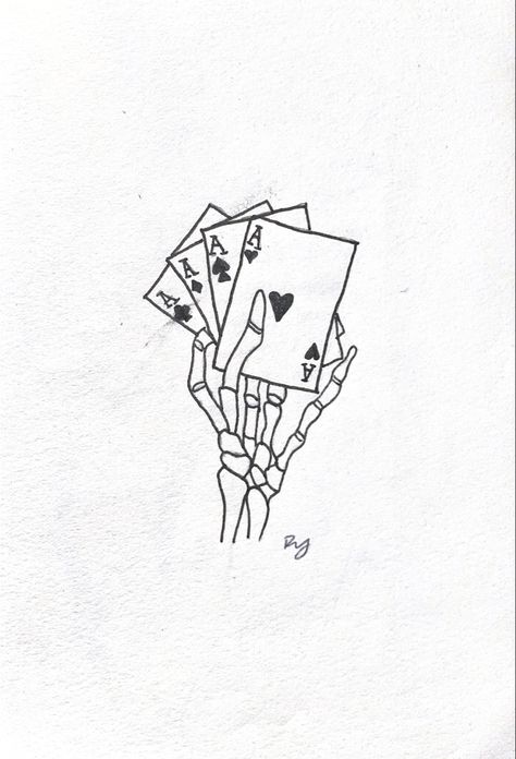 Skeleton Playing Cards Tattoo, Playing Card Tattoos For Men, Skeleton Card Tattoo, Ace Up Sleeve Tattoo, Ace Card Tattoo Design For Women, 2 Cards Tattoo, Skull Hand Holding Cards, Skeleton Hand With Cards Tattoo, Aesthetic Skeleton Tattoo