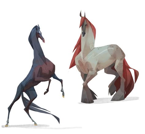 Horse Creature Design, Horse Illustration Design, Horse Concept Art, Elf Maiden, Animals Sketches, Stylized Horse, Cartoon Horse, Monster School, Horse Illustration