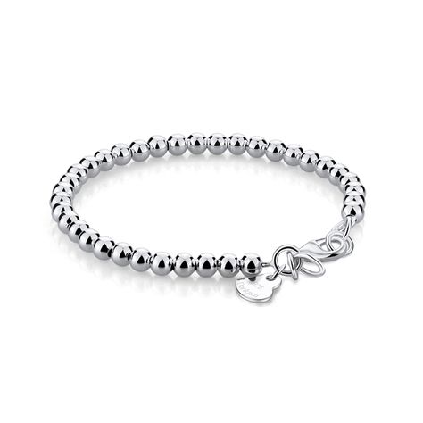 PRICES MAY VARY. Wrap your wrist with this elegant sterling silver beaded chain bracelet. Made with Italian artisan techniques, each bead is individually strung by hand, creating a timeless classic that remains a classic to this day. Sophisticated and bold, this bracelet instantly elevates a casual or sophisticated outfit, allowing you to effortlessly style from morning to night. Wear it alone for a stunning look, or layer it with other bracelets for a cool fashion statement. The material is han Solid Silver Bracelets, Sterling Silver Bead Bracelet, Outfit Jewelry, Bracelet Simple, 925 Silver Bracelet, Silver Bead Bracelet, Bracelet Women, Bead Chain, Jewelry Outfit