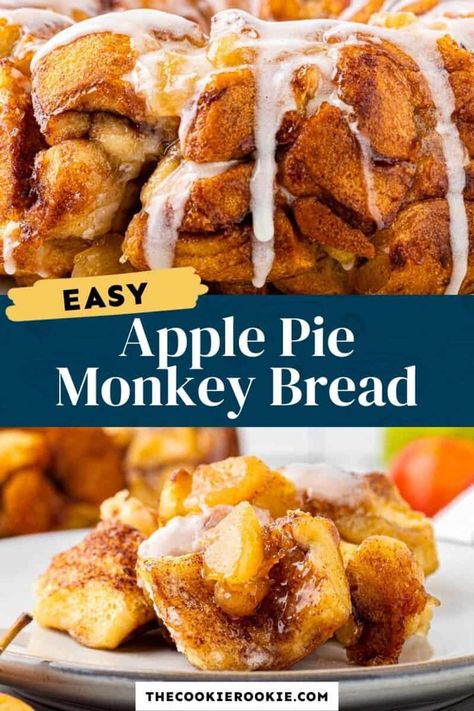 Apple Pie Monkey Bread Recipe, Apple Pie Monkey Bread, Apple Monkey Bread, Savory Monkey Bread, Cinnamon Monkey Bread, Monkey Bread Recipe, Best Apple Pie, Tasty Bread Recipe, Lazy Weekend