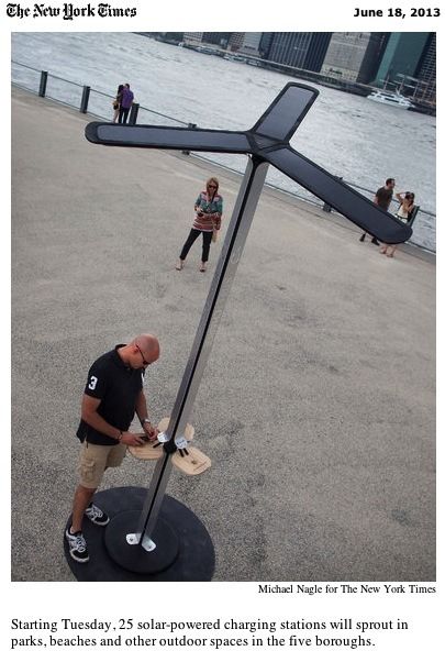 Solar-Powered Charging Stations in NYC #summerofsolar Solar Energy Diy, Mobile Charging, Solar Power Diy, Cellular Network, Charging Stations, Solar Technology, Urban Furniture, Diy Solar, Solar Charger