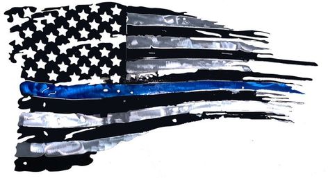 Metal American Flag, Tattered Flag, Blue American Flag, Texas Wall Art, Cold Rolled Steel, Back The Blue, Blue Line Flag, Blue Flag, 4th Of July Decorations