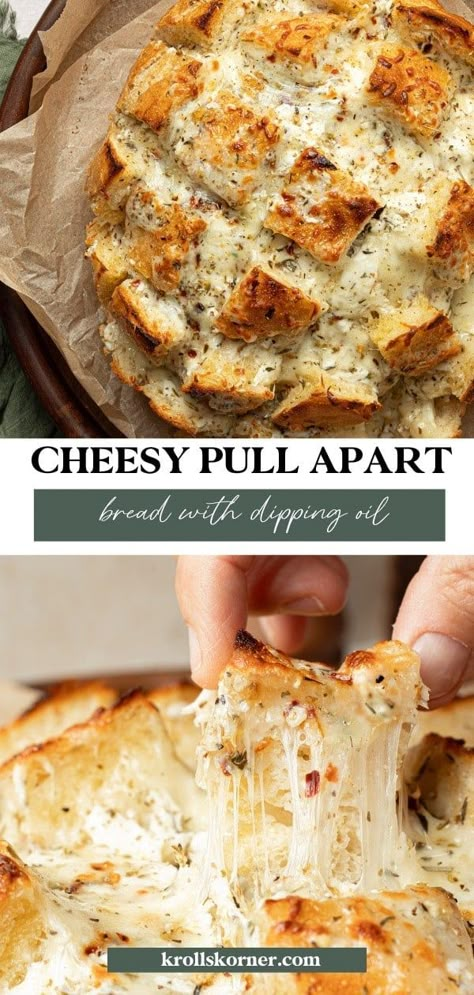 Cheesy Pull Apart Garlic Bread (VIDEO) | Kroll's Korner Cheesy Pull Apart Garlic Bread, Sourdough Bread Bowl Recipe, Pull Apart Bread Appetizer, Pepper Growing, Bread Bowl Dip, Pull Apart Recipes, Holiday Dinner Ideas, Pull Apart Garlic Bread, Easy Delicious Appetizers