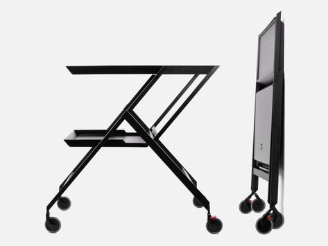 Alessi reissues Richard Sapper's "masterpiece" Plico trolley Nomadic Furniture, Interactive Kiosk, Richard Sapper, Folding Trolley, Minimal Living, Portable Desk, Trolley Cart, Black Steel Frame, New York Museums