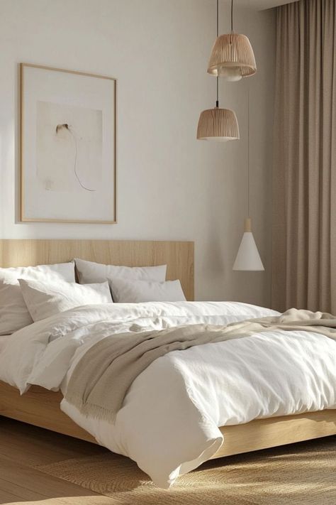 Style your bedroom with minimalist Scandinavian decor for a serene and functional retreat. #ScandiBedroom #MinimalistStyle #CalmInteriors Scandinavian Bedroom Nordic, Minimalist Scandinavian Bedroom, Scandinavian Bedroom Design, Scandi Bedroom, Nordic Lifestyle, Bedroom Nordic, Scandinavian Design Bedroom, Bedroom Styling, Scandinavian Bedroom