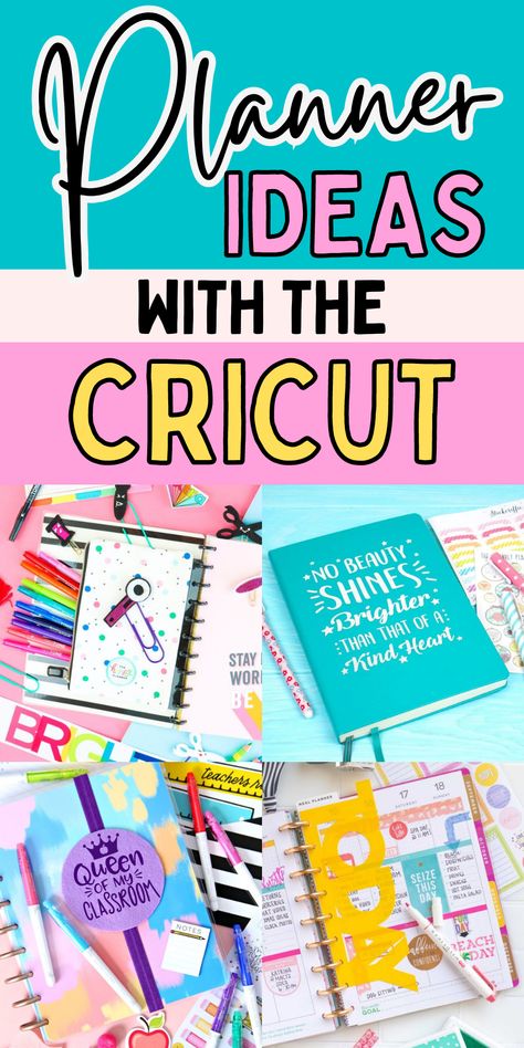 Easy cricut ideas for the planner. Planner ideas for moms. Easy planner ideas. Journal Cricut Ideas, Diy Planner Pages Ideas, Motivational Planner Ideas, Diy Planners How To Make, Cricut Binder Cover Ideas, Cricut Journal Ideas, Happy Planner Journaling Ideas, Handmade Planner Ideas, Cricut Planner Projects