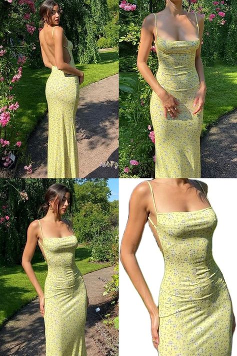 VIRAL TOKTOK DRESS. Women Cutout Backless Maxi Dress Sexy Sleeveless Split Cocktail Dresses Bodycon Spaghetti Strap Tiktok Dress, Spaghetti Strap Long Dress, Backless Maxi Dress, Halter Neck Maxi Dress, Women Aesthetic, Dresses Bodycon, Floral Cocktail Dress, Viral Tiktok, Backless Maxi Dresses