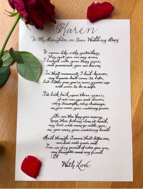 Poem To My Daughter, Daughter On Her Wedding Day, Letter To Daughter, Letter To Her, Daughter Wedding Gifts, Gift Letter, Wedding Blessing, Daughter Poems, Letter To My Daughter