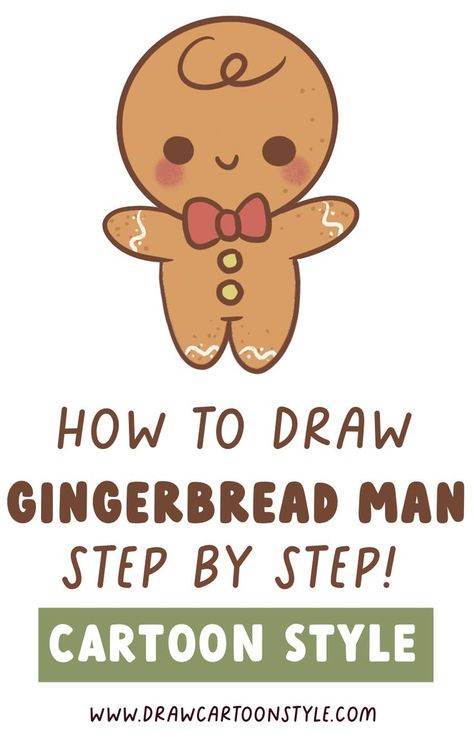 Learn how to draw a gingerbread man easy. easy drawing tutorial, easy christmas drawings for kids, easy christmas drawing tutorials for kids, Easy Christmas Designs To Draw, How To Draw Gingerbread Man, Easy Winter Drawings For Kids, Christmas Cute Drawing Easy, Simple Christmas Drawings For Kids, Christmas Drawing For Kids Easy, Christmas How To Draw, Easy Draw Christmas, Cute Christmas Drawing Ideas Easy