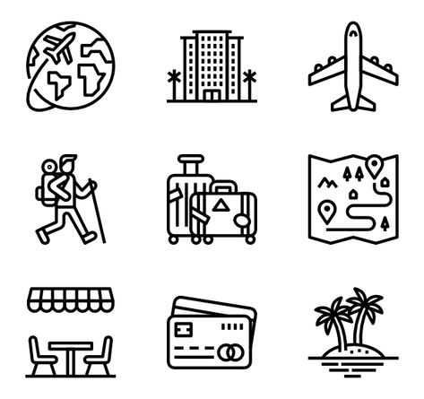 Travel Travel Vector Illustration, Traveling Icon, Travel Icon Design, Travel Vector, Hotel Icon, Travel Symbols, Airplane Icon, Travel Clipart, Free Icon Set