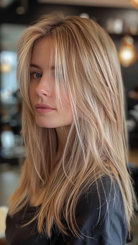 Best Hair Color For Blue Eyes And Tan Skin, Hair Colors For Natural Blondes, Unique Natural Hair Color, European Hairstyles Women, Cool Toned Dirty Blonde Hair, Subtle Face Framing Layers, Blonde With Strawberry Blonde Lowlights, Light Strawberry Blonde, Warm Blonde Hair