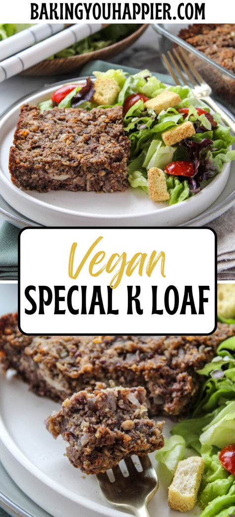 Vegan Special K Loaf, a vegan variation of the much loved Special K Cottage Cheese Loaf. This is a traditional Seventh-day Adventist recipe! Special K Loaf, Cottage Cheese Loaf, Vegan Cottage Cheese, Vegan Broccoli Salad, Vegetarian Meatloaf, Vegan Loaf, Cheese Loaf, Vegan Potluck, Vegan Meatloaf