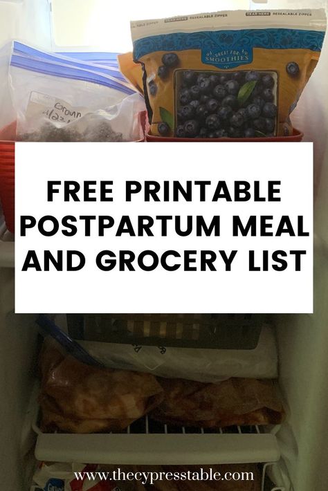 Get this free printable to find out exactly what you should buy and prepare for the postpartum period! Postpartum Grocery List, Grocery List Free Printable, Postpartum Meal Prep, Groceries On A Budget, Meals For A Family, Month Of Meals, Pre Cooked Meals, Postpartum Meal, Postpartum Meals