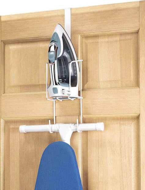 8 Laundry Room Organizational Items That'll Make Life Easier Ironing Board Storage, Door Ironing Board, Ironing Board Hanger, Ironing Board Holder, Ironing Station, Over The Door Organizer, Board Storage, Iron Holder, Large Storage Baskets