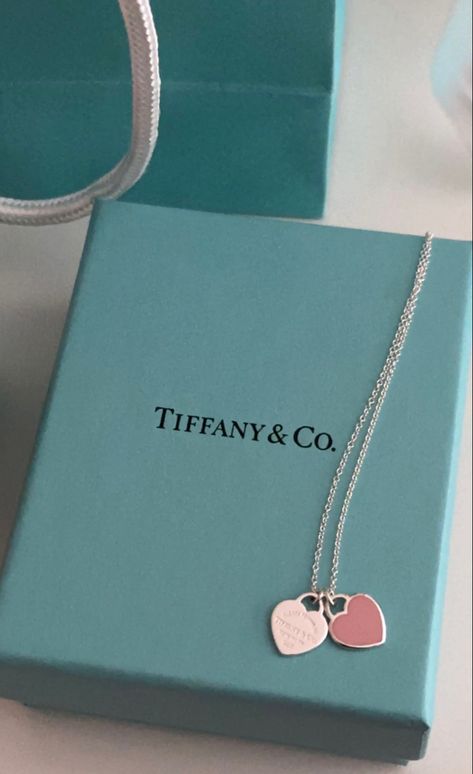 Tiffany And Co Mini Double Heart Tag, Return To Tiffany Double Heart Necklace, Tiffany And Co Box Gift, Pink Double Heart Tag Pendant, Tiffany's Heart Necklace, Tiffany Double Heart Necklace Pink, Tiffany Pink Necklace, Tiffany’s Aesthetic, Tiffany And Co Jewelry Necklace