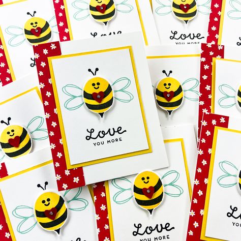 Su Bee My Valentine Cards, Stampin Up Bee Mine, Bee Valentines Cards, Stampin Up Valentine Cards, Bee Mine Valentine, Bee Valentine, Valentine Cards Handmade, Card Crafting, Bee Cards