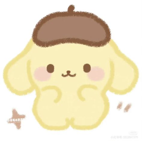 Sanrio Doodle Art, Pom Pom Purin Drawing, Pom Pom Purin Icon, Pompompurin Drawing, Pompompurin Cute, Sanrio Drawing, Cute Pompompurin, Sanrio Drawings, Cute Sanrio Characters