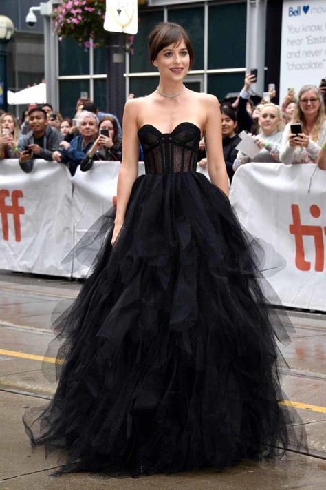 Black Ball Dress, Famous Dress, Toronto International Film Festival, Gala Events, Grad Dresses, Black Gown, Gala Dresses, Fairy Dress, Dakota Johnson