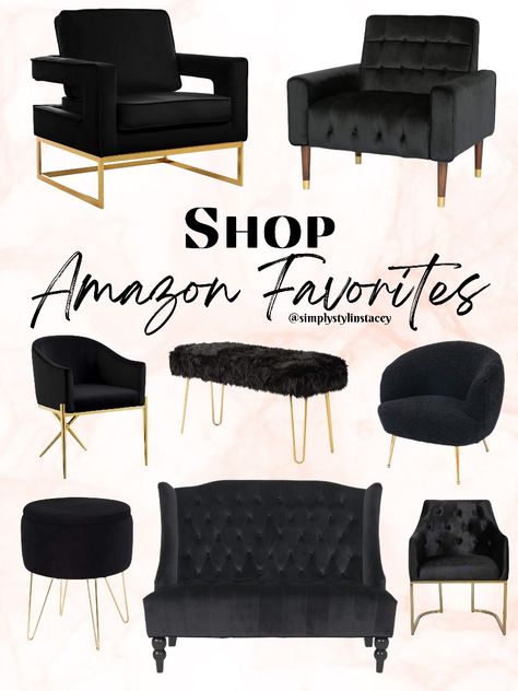 Black chair Black And White Esthetician Room, Gold Accent Chairs, Black Leather Sofa Decor, Black Salon Interior, Leather Sofa Decor, Esthetician Room Decor, Suite Ideas, Lash Studio, Decor Business