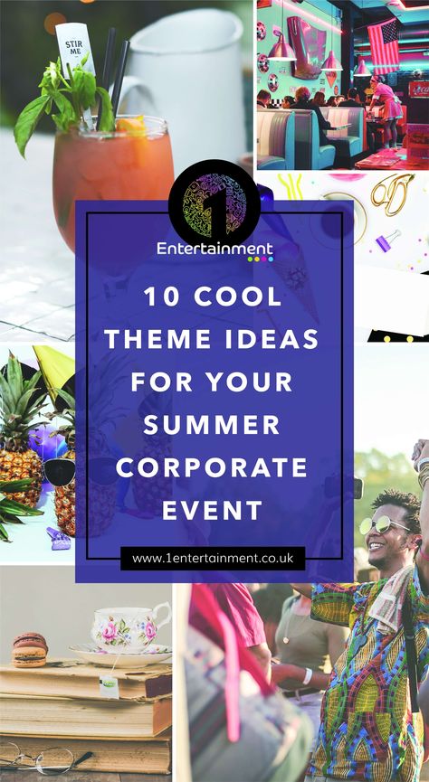 Planning a work event for the summer? Look no further as we look at some great summer themes for your corporate event! Party Themes For Work Events, Staff Party Theme Ideas, Work Party Themes Events, Themes For Corporate Events, Corporate Activities Ideas, Conference Themes Corporate, Summer Event Themes, Park Events Ideas, Work Party Theme Ideas