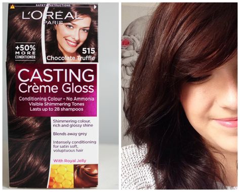 The Review: L'Oreal Casting Creme Gloss Loreal Hair Color Chart, Loreal Casting Creme Gloss, Medium Auburn Hair, Box Hair Dye, Casting Creme Gloss, Brown Hair Color Chart, Loreal Hair Color, Loreal Hair, Hair Gloss