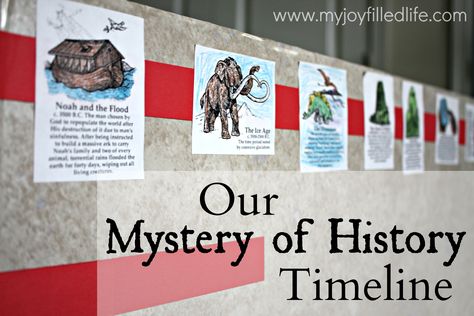 I like this concept but will maybe just put ribbon on the wall and use our draw through history book to draw pictures :) History Timeline Project, History Core, Gospel Project, History Printables, Dinosaur History, Make A Timeline, Lab Ideas, Timeline Project, Usa History