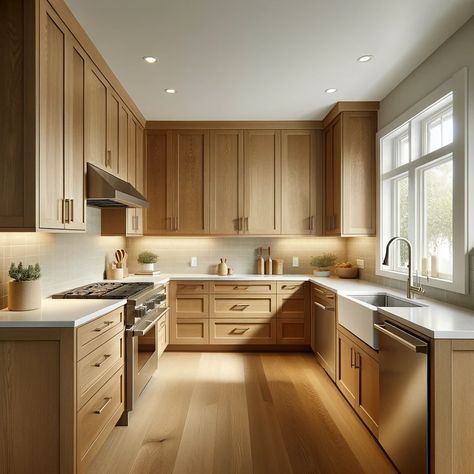 Counter Tops For Light Wood Cabinets, Countertops For Light Wood Cabinets, Maple Shaker Cabinets, Maple Cabinets With Quartz Countertops, Honey Cabinets With White Countertops, Bleached Maple Cabinets, Maple Cabinets White Countertop, Brown Maple Kitchen Cabinets, Quartz Kitchen Countertops With Maple Cabinets