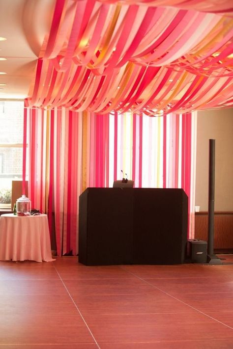 Ceiling Streamers, Streamer Decorations, Bat Mitzvah Party, Party Streamers, Bat Mitzvah Ideas, 5th Avenue, Ceiling Decor, Pink Ombre, Bar Mitzvah