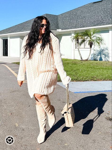 Sweater dress, plus size fashion, shein, midsize fashion Plus Size Knit Dress Outfit, Plus Size Sweater Dress With Boots, Plus Size Sweater Dress Outfit, Sweater Dress Plus Size, Shein Plus Size, Dress And Sneakers Outfit, Dresses For Apple Shape, Plus Size Sweater Dress, Plus Size Sweater