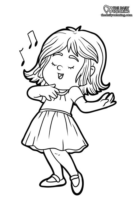 Sing Coloring Pages, Talent Show Coloring Pages, Singer Coloring Pages, Sing Cartoon, Farm Coloring Pages, People Coloring Pages, Kids Singing, Black And White Cartoon, Black Picture