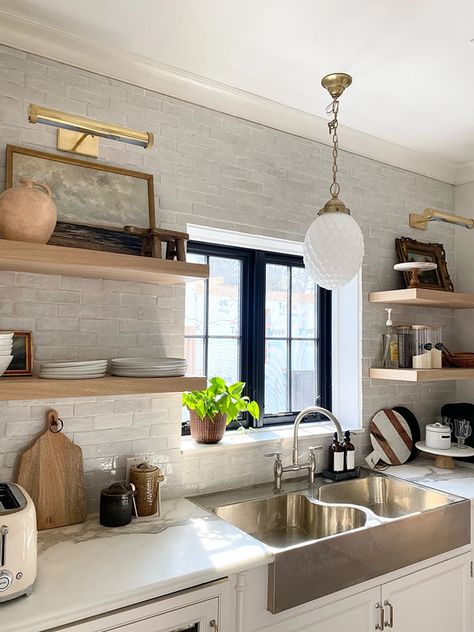 Using White Zellige Tile in the Butler’s Pantry | Riad Tile Zellige Tile White Cabinets, White Glazed Tile Backsplash, Subway Zellige Tile, Stacked Zellige Tile Kitchen, Cle Tile Pantry Pavers, Riad Zellige Tile, Kitchens With Zellige Tile, Zellige Tile White Kitchen, Zellige Tile Kitchen Backsplash Herringbone