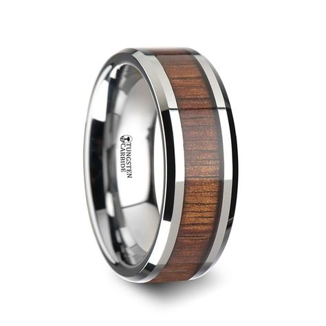 Mens Wedding Rings Silver, Matching Ring Set, Koa Wood Ring, Black Cherry Wood, Wood Inlay Rings, Mens Wedding Bands Tungsten, Tungsten Wedding Rings, Titanium Wedding Band, Koa Wood