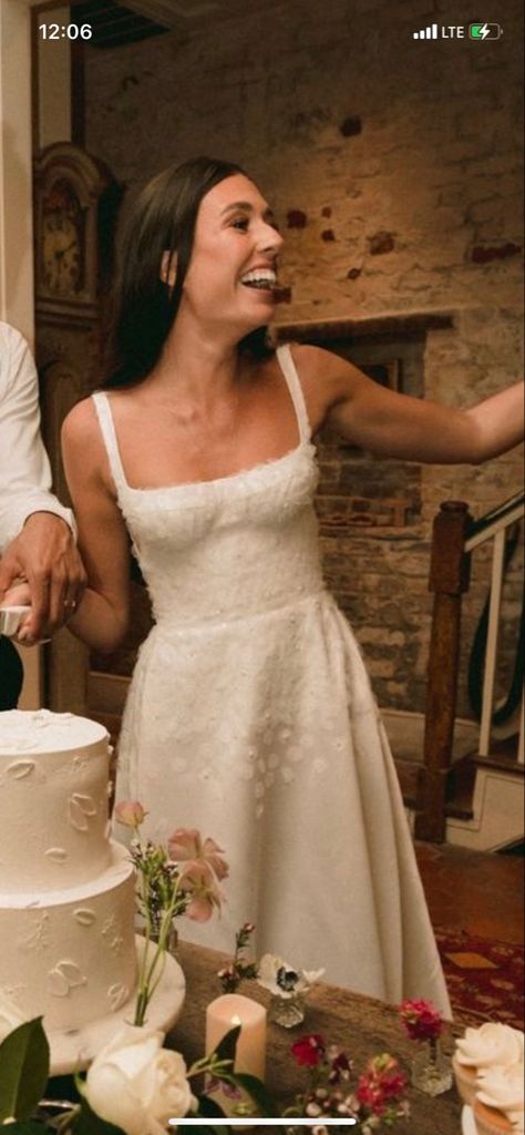 Rachel Shea Wedding, Timeless Bridal Party, Short Bride Wedding Dress, T Shirt Wedding Dress, Understated Wedding Dress, Simple Wedding Dress Strapless, Italian Wedding Dress, Dream Wedding Ideas Dresses, Formal Dresses For Weddings