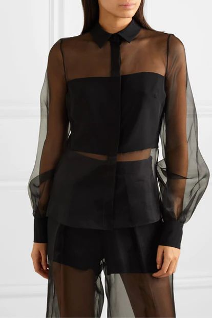 Heidi Klum's 2019 Angel Ball Dress Is An Elegant Way To Wear The Sheer Trend Micro Trends, Sheer Trend, Silk Shirt Outfit, Organza Shirt, Crepe Blouse, Woman Shirt, Transparent Fashion, Silk Organza, Woven Top