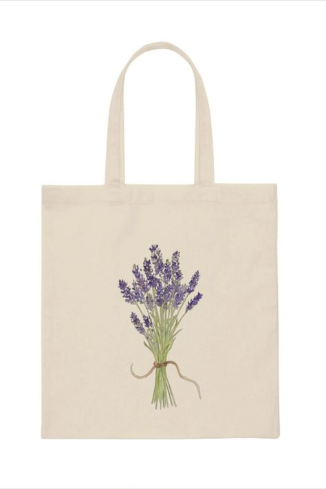 Carry your essentials in style with this beautiful and minimalistic tote bag featuring a lovely lavender design. The bag is made of high-quality materials and features sturdy straps for easy and comfortable carrying. Perfect for everyday use, trips to the beach, or as a thoughtful gift for a loved one. Order yours today and add a touch of elegance to your daily routine! .: Material: 100% cotton sheeting .: One size .: Lightweight and compact Beach Bloxburg, Simple Tote Bag Design, Handpainted Tote, Tote Bags For College, Lavender Design, Handpainted Tote Bags, Minimalist Tote Bag, Minimalist Tote, Mom Bag