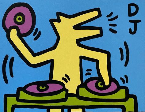 Keith Haring Characters, Dj Artwork, Keith Harrington Art, Keith Haring Artwork, Paint My Room, Keith Haring Art, Dj Art, Haring Art, Art Alevel