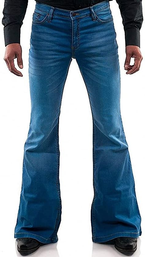 Amazon.com: Men's Relaxed Vintage 60s 70s Bell Bottom Stretch Fit Classic Comfort Flared Flares Retro Leg Disco Denim Jeans Pants, Blue, Large : Clothing, Shoes & Jewelry Bell Bottom Jeans For Men, 70s Pants Men, Bell Pants Outfit Jeans, Men’s Bell Bottoms, 70s Jeans Men, Bell Bottom Jeans Outfit Men, Bell Bottom Men, Bell Bottoms Men, 70s Outerwear