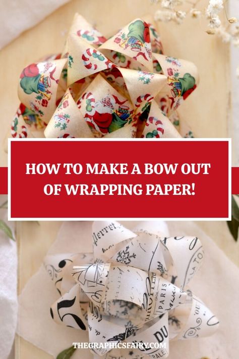 Bow Out Of Wrapping Paper, Christmas Wrapping Ideas Creative, Paper Bows Diy, Bows For Presents, Diy Gift Bow, Wrapping Paper Bows, Paper Bows, Diy Wrapping Paper, Xmas Wrapping Paper