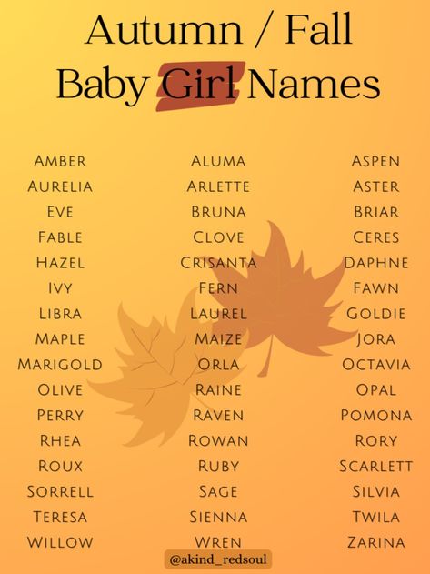 Autumn Name, Sweet Baby Names, Best Character Names, Fantasy Names, Baby Name List, Aesthetic Names, Creative Names, Pretty Names