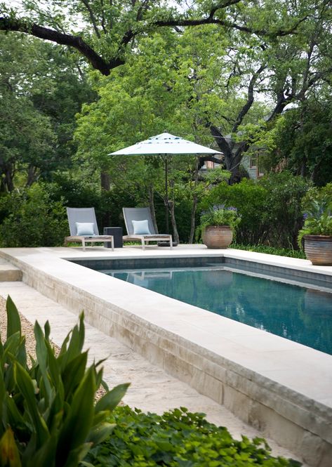 Montevista Estate - Traditional - Pool - Austin - by Brad Sharpe Pools | Houzz Pool With Hill Behind, Raised Pools, Beach Entry Pool, Small Yard Landscaping, Pool Landscape Design, Custom Pool, Natural Swimming Pool, Small Pools, Dream Pools