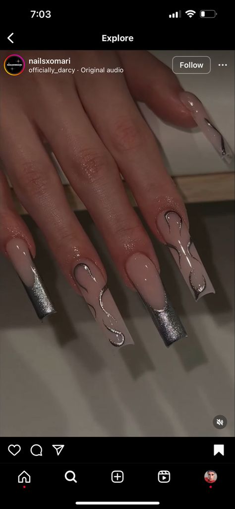 Silver Square Nails, Grad Nails Acrylic, Beyoncé Concert, Sliver Nails, Silver Acrylic Nails, Grad Nails, Nail Appointment, August Nails, Spring Acrylic Nails