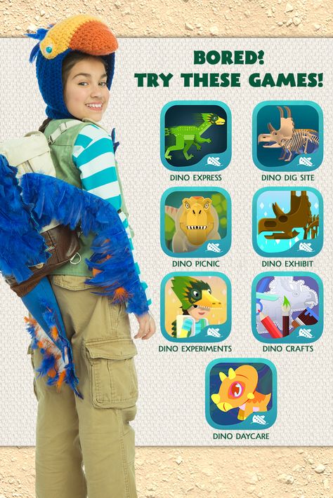 Itching to play some dino games? Check out the games on the Dino Dana website! Dino Dana Costume, Dino Dana Birthday Party, Dino Games, Dino Crochet, Dinosaur Pictures, Ancient Animals, Extinct Animals, Dinosaur Theme, Handy Dandy