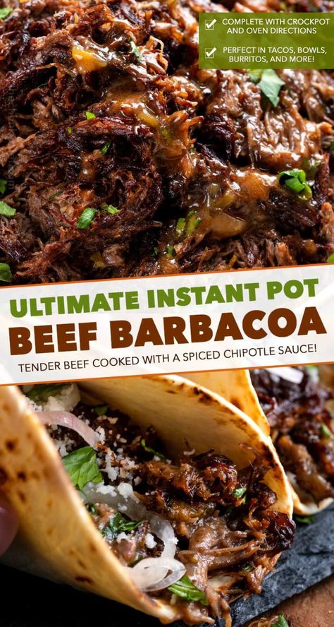 Instant Pot Beef Barbacoa, Mexican Food Recipes Beef, Beef Barbacoa, Barbacoa Recipe, Chunky Chef, Barbacoa Beef, Tacos Burritos, Instant Pot Dinner Recipes, Easy Instant Pot Recipes