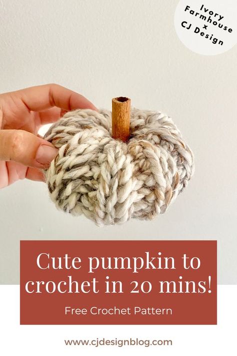 Crochet Pumpkin With Cinnamon Stick, Chunky Crochet Pumpkins Diy, Crochet Pattern Pumpkin Free, Crochet Pumkins Free, Beginner Crochet Pumpkin, Easy Pumpkin Crochet Pattern Free, Free Crochet Pumpkin Pattern Easy, Crochet Pattern Pumpkin, Crochet Pumpkin Free Pattern Chunky Yarn