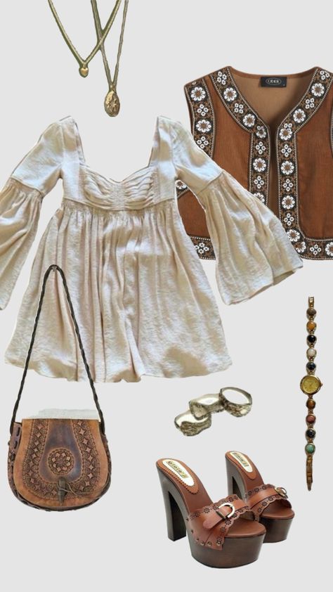 70s boho inspired outfit #outfitinspo #vintage #70sfashion 70s Boho Fashion, Hippie Chic Outfits, 70s Inspired Outfits, 70s Inspired Fashion, 70s Outfits, Hippie Style Clothing, Thrifted Outfits, 70s Boho, Boho Chic Outfits